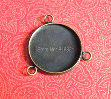 Antique Bronze tone Plated Brass Connectors Blank Cabochon Bases Round Bezel Cup w/ 3 Loops Pendant Findings DIY Jewerly Making 2024 - buy cheap
