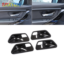 SRXTZM 4Pcs Carbon Fiber Car Inner Door Handle Cover Trim Bowl Cover Stickers for BMW 3 Series F30 2013-2018 4 Series F32 14-18 2024 - buy cheap