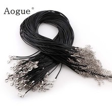 20 pieces 2mm Black PU Leather Cord Chain Necklace with Silver Clasp String Ropes Men Women  and twisted Braided Rope 2024 - buy cheap