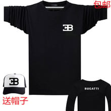 The new car logo autumn spring long-sleeved Bugatti T shirt fashion T shirt include baseball cap hats  S~XXXL size 2024 - buy cheap