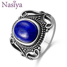 Nasiya Antique Sillver Rings Type 8x10MM Oval Lapis Rings For Women Sterling 925 Silver Ring for Mother's Gift Fine Jewelry 2024 - buy cheap