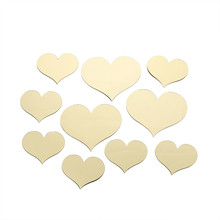 10 шт. 3D акриловые зеркальные золотые наклейки на стену в форме сердца DIY художественные настенные наклейки зеркальные декоративные наклейки для гостиной украшение дома 2024 - купить недорого