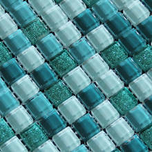 free shipping lake blue light blue shinning crystal glass mosaic tile for kitchen backsplash bathroom luxury home decor 2024 - buy cheap