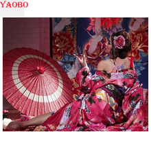 Diy Алмазная картина кимоно японской гейши Женская 5d алмазная картина полная дрель Алмазная мозаика Вышивка крестом Алмазная вышивка 2024 - купить недорого