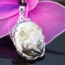 L013  Hot sale Natural marine abalone shell pendant head portrait,Fit fashion women jewelry DIY making wholesale 2024 - buy cheap