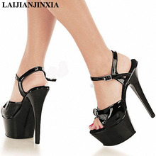 Laijianjinxi sandálias femininas, sapatos de salto alto stiletto sexy para dança noturna 15cm 2024 - compre barato