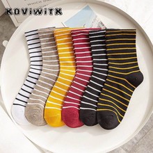 Harajuku Art happy Stylish Casual Stripe socks Short solid yellow 6 color cotton comfortable sweat-absorbent women fashion sock 2024 - buy cheap