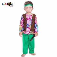 Eraspooky 5-6T Retro 70s Hippies Cosplay Love and Peace Halloween costume for kids Boys Carnival Party Fancy Dress T shirt Pants 2024 - buy cheap