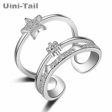 Uini-Tail hot new 925 sterling silver Korean version of the five-pointed star three-layer open ring fashion tide flow adjustable 2024 - buy cheap