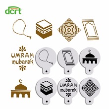 6Pcs/Set PET Mosque Eid Mubarak Ramadan Design Coffee Stencils,Laser Cut Cookie Biscuits Cupcake Fondant Cake Decoration Tools 2024 - buy cheap