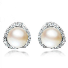 Pendientes de perlas de cristal rosa para mujer, joyería de alta calidad, pendientes Chapado en plata para chica, regalo de cumpleaños 2024 - compra barato