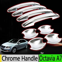 Manijas de puerta cromadas para Skoda Octavia a7 2012-2016, juego de moldes de 4 puertas, accesorios Mk3, pegatinas de estilo de coche 2013 2014 2015 2024 - compra barato