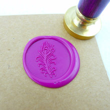 WS031 Peacock Feather Wax Seal Stamp / Peacock logo colorful wooden handle availabled /Holiday gifts 2024 - buy cheap