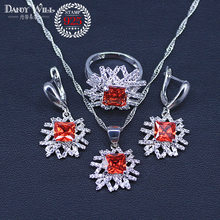 Natural Red Cubic Zirconia White CZ Jewelry Set Women Silver Color Jewelry Earring/Pendant/Necklace/Ring 2024 - buy cheap
