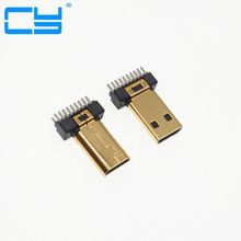Cable de soldadura de férula, compatible con conector macho Micro HDMI, chapado en oro, tipo D, sin placa PCB, 10 unids/lote 2024 - compra barato