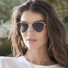 Gafas de sol de estilo Retro para mujer, anteojos de sol femeninos de marca, con marco de Metal Vintage, con espejo, en forma de triángulo, 2020 2024 - compra barato