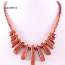 Fashion Jewelry Natural Stone Beads Gold Sandstone Beads Necklace 18" 1Pcs E150 2024 - buy cheap