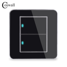 Производитель Coswall бренд 2 Gang 1 Way случайный клик вкл/выкл настенный высветильник ель света со светодиодным индикатором акриловая кристальная панель 2024 - купить недорого