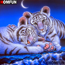 Homfun quadrado completo/broca redonda 5d diy pintura diamante "tigre animal" 3d diamante bordado ponto cruz decoração de casa a19752 2024 - compre barato