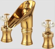 Manijas de cristal del grifo para lavabo de baño, mezclador de oro de 8 pulgadas, envío gratis 2024 - compra barato