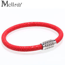 Mcllroy leather bangles stingray bracelets diy handmade trendy titanium steel bracelets & bangles charm jewelry friend gift boho 2024 - buy cheap