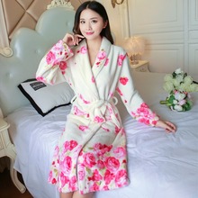 Ladies Long Bathrobe Women flower Flannel Kimono Bath Robe Bridal Wedding Bridesmaid Robes Dressing Gown Peignoir Badjas 2024 - buy cheap