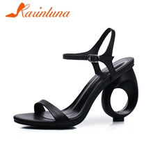 KARINLUNA 2019 Large Size 33-41 Genuine Leather Brand Shoes Women Sexy Strange High Heels Ankle Strap Woman Sandals Party Shoe 2024 - buy cheap