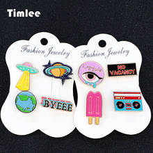 Timlee X268 New Cartoon Personality Drops Of Oil  Eye Magnetic Tape Planet UFO Alloy Brooch Pins Set  Fashion Gift Wholesale 2024 - buy cheap