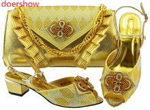 Doershow-zapatos italianos con bolsos para boda, zapato italiano y Bolsa, conjunto de zapatos nigerianos, novedad de 2018, BF1-27 2024 - compra barato