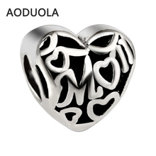 10Pcs a Lot Silver Plated Beads Heart openwork MOM DIY Big Hole Beads Spacer Murano Bead Charm Fit For Pandora Charms Bracelet 2024 - buy cheap