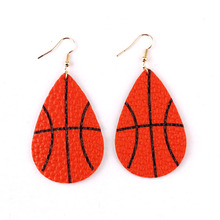 Basketball Leather Teardrop Dangle Drop Earrings Sport Basketball Printed Stars and Stripes PU Leather Water Drop Earrings Women 2024 - buy cheap