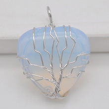 Lucky Handmade Tree of life Opal Stone Heart Wire Wrap Pendant Jewelry S3164 2024 - buy cheap