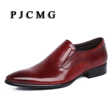 PJCMG New Spring/Autumn Luxury Handmade Genuine Leather High Heels Dress Oxford Flat Original Brand Men Oxford Shoes 2024 - buy cheap