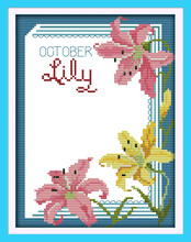 Lily flower Photo frame cross stitch kit people 14ct 11ct count print canvas stitches embroidery DIY handmade needlework plus 2024 - buy cheap