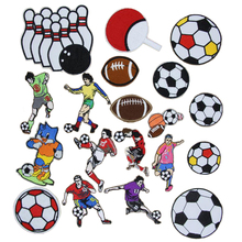 Free Shipping 10 pcs football basketball bowling soccer pingpong Embroidered Iron on Motif Applique garment DIY accessory 2024 - buy cheap