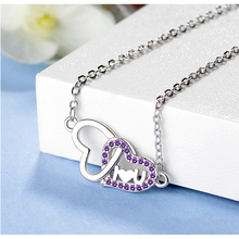 Utimtree Romantic Double Heart Necklaces Pendants for Women Top jewelry Purple Cubic Zircon Statement Choker Necklace 2024 - buy cheap