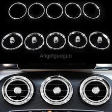 15 pcs/ set Car Air outlet sticker/Instrument panel Air outlet decoration ring sticker for Mercedes Benz C Class W205/ GLC 2024 - buy cheap