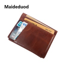 Maideduod new men's real pickup Baotou cowhide folding type multi card driving card bag Vintage Leather Credit Card Holder 2024 - buy cheap