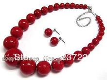 Wholesale price FREE SHIPPING ^^^^Gradually Red Coral Necklace Earring 2024 - buy cheap