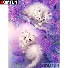 HOMFUN полный квадрат/круглая дрель 5D DIY Алмазная картина "животные кошка пейзаж" вышивка крестиком 3D домашний Декор подарок A13184 2024 - купить недорого