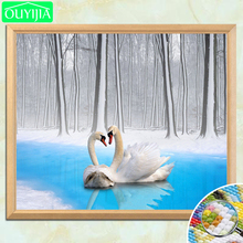 OUYIJIA Swans Couple In Winter 5D DIY Diamond Painting Full Square Diamond Embroidery Picture Rhinestones Mosaic Decor Painting 2024 - buy cheap