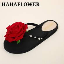 HAHAFLOWER Big Size 42-43 Women Slippers Summer Beach Female Shoes Fashion Girl Flip Flops Red Rose Flower Sandals A11 2024 - buy cheap