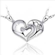 Trendy Zircon Heart Pendants Necklace For Women Wedding Accessories Fashion Silver Plated Couple Necklaces Engagement Jewelry 2024 - buy cheap