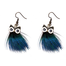 2018 summer fashion style earrings ethnic female owl feather earrings dangle natural EY8017 2024 - buy cheap