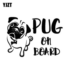 YJZT 16.7CM*12CM PUG ON BOARD Funny Cute Gog Vinyl Sticker Car Decals Black Silver C10-00675 2024 - buy cheap