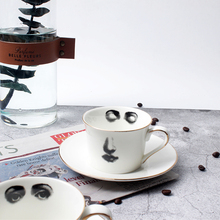 Juego de taza y platillo de café con diseño de cara, porcelana China Tazza, té de la tarde, elegante, vajilla de boda, regalo para Amiga 2024 - compra barato