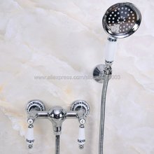 Polished Chrome Bath Faucets Wall Mounted Bathroom Basin Mixer Tap Crane With Hand Shower Head Bath & Shower Faucet Kna286 2024 - buy cheap