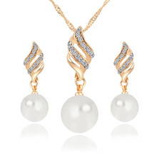 Женское Ожерелье с кристаллами, серьги, ювелирные наборы, кристалл, искусственный жемчуг, Свадебная вечеринка, Ювелирные наборы для женщин, подарок 2024 - купить недорого