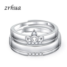 ZRHUA роскошное кольцо с короной, набор из серебра 925 пробы, обручальные кольца, винтажные Свадебные Кольца для женщин, оптовая продажа, Engagment Anel 2024 - купить недорого