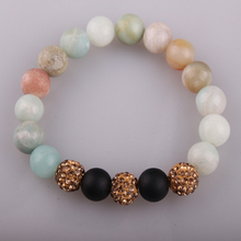 Fashion Energy Bracelets Amazonite Stone Pave Beads Bracelet 2024 - buy cheap